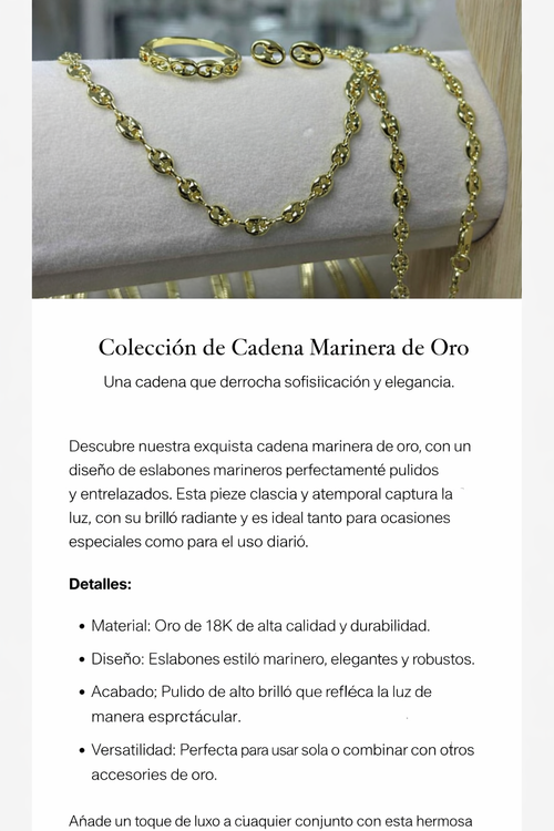 Cadena Gucci Unisex Oro Laminado de 18k